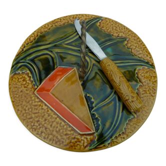 Plateau à fromage vintage avec couteau signé Vallauris MFPP numéroté