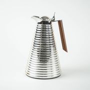Alfi thermal carafe in ribbed silver metal with wooden handle, Germany