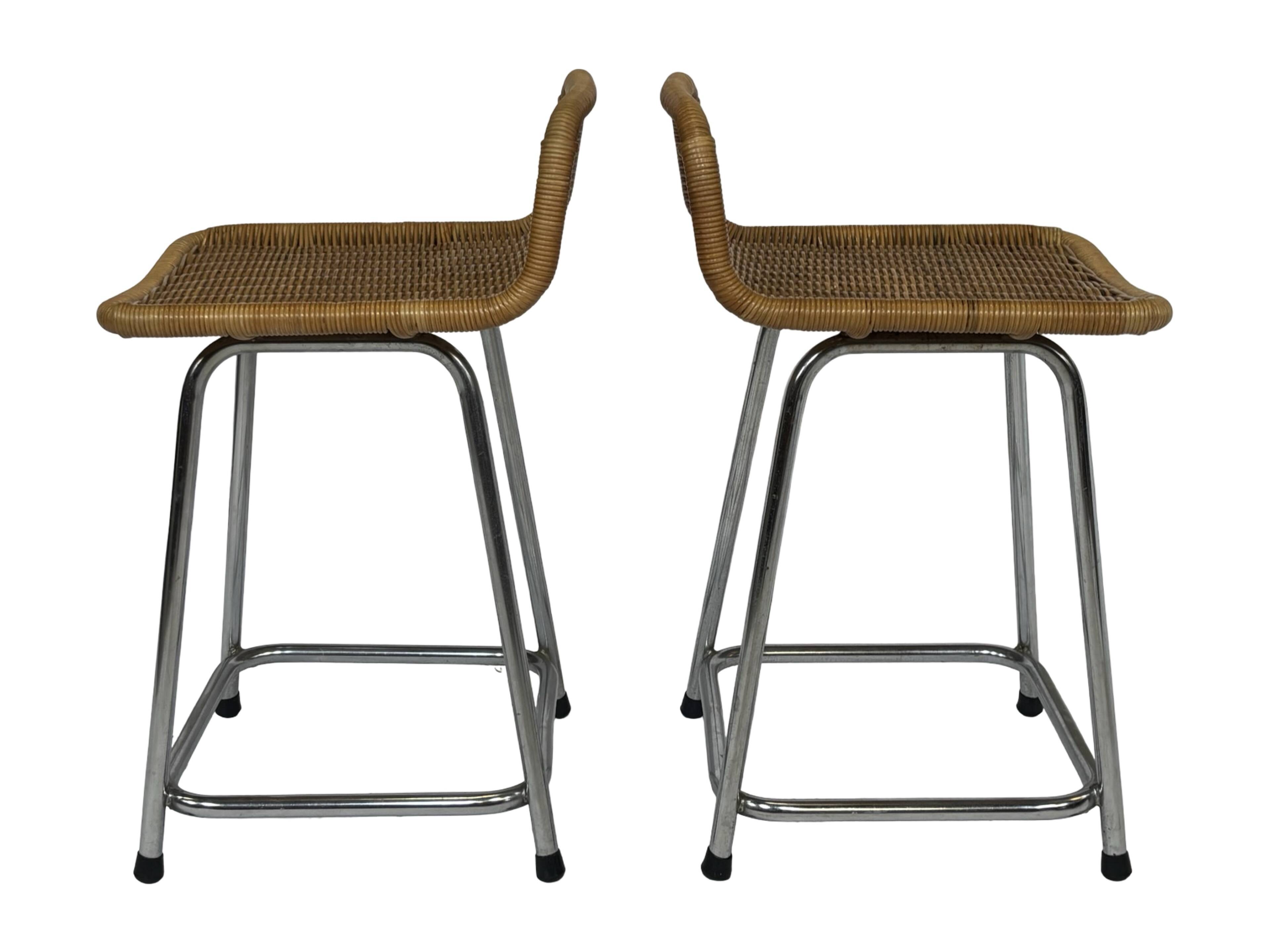 Ensemble de 4 tabourets de bar vintage Dirk Van Sliedregt Rohe Noordwolde modèle bas