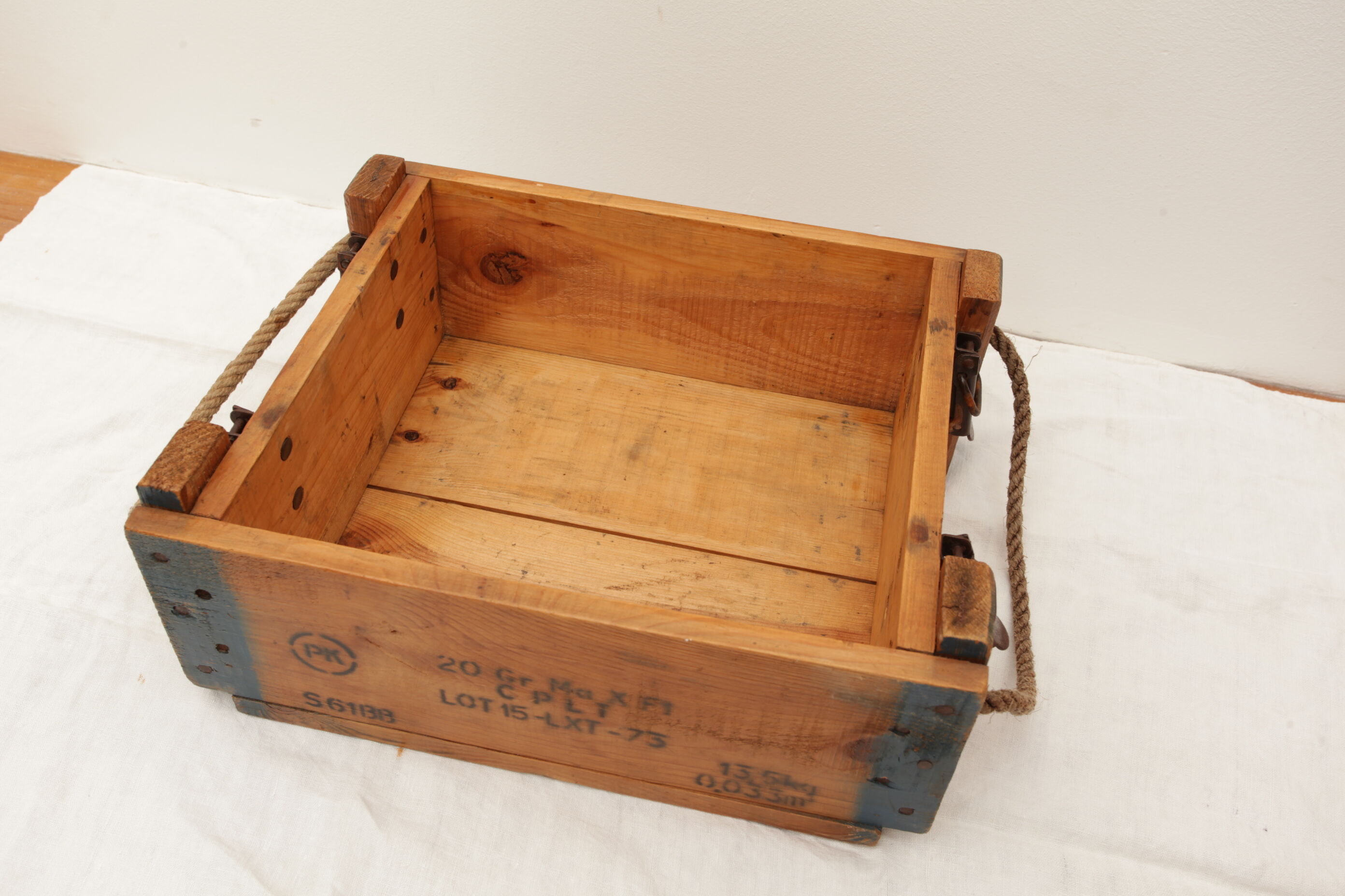 Military crate wood rope