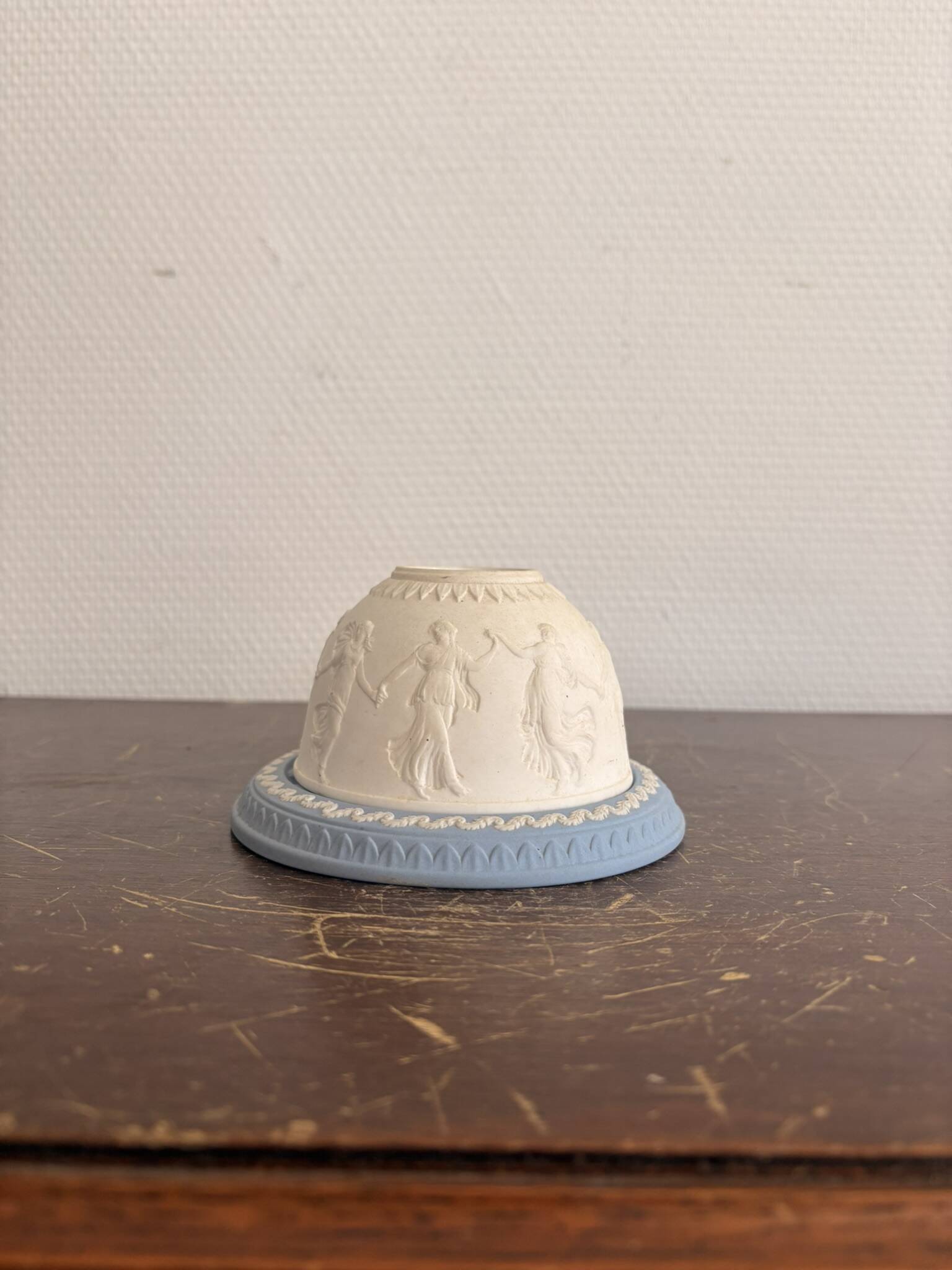 Wedgwood Blue and White Jasperware Candle Holder Vintage English Ceramics