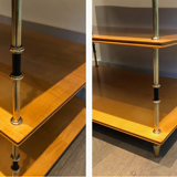 Three-level console in sycamore and brass Maison Jansen