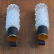 Pair of Arlus sconces with golden brass and glass, 50