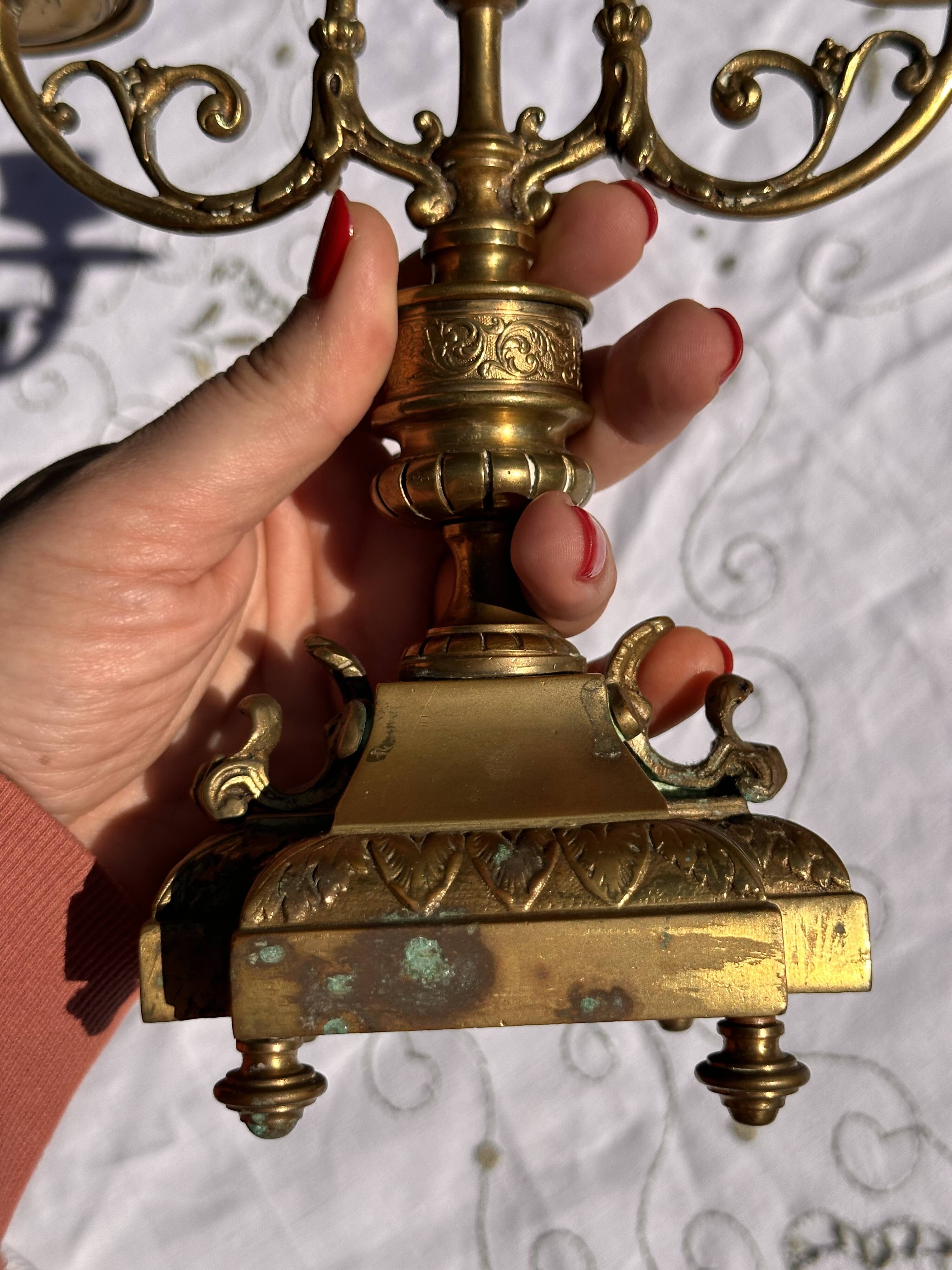 Vintage Candlestick - Brass Candlestick - 3-Arm Candlestick