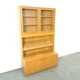 Tall LP display cabinet with glass doors and magazine shelf from Sweden