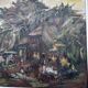 Painting, oil on canvas signed, forest landscape with horsemen