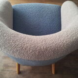 Chair organic 50s Danish blue and beige