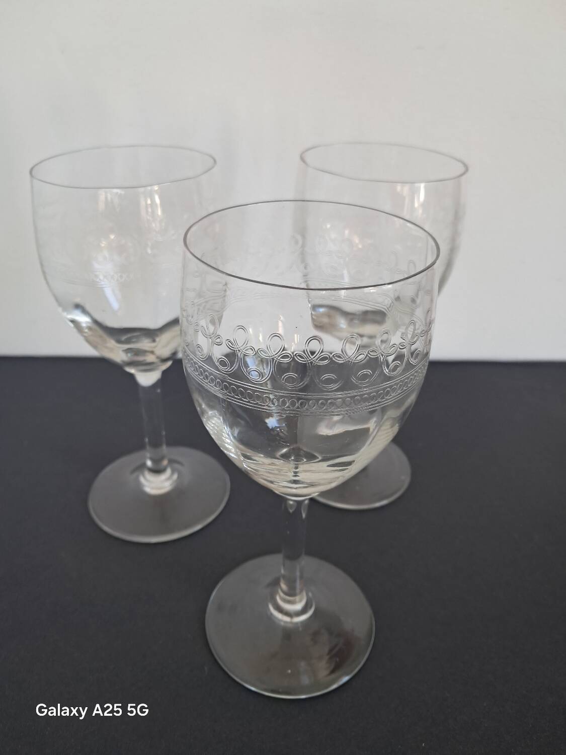 3 old guilloche glasses from the 20s