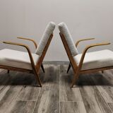 Mid-century wool boucle armchairs