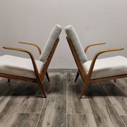 Mid-century wool boucle armchairs