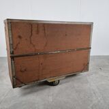 Vintage industrial steel and wooden trolley, 1950s