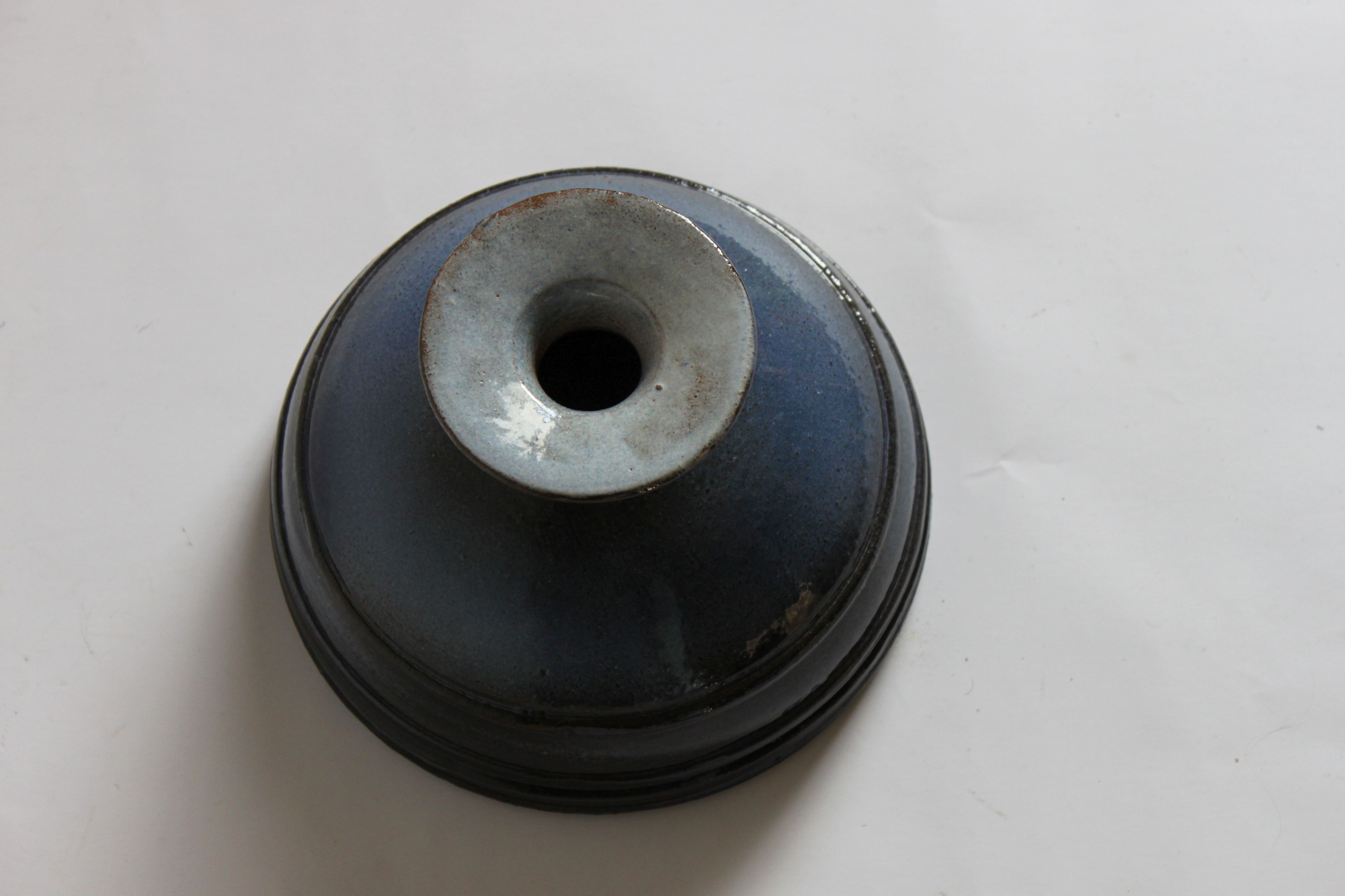 Blue ringed vase by Rogier Vandeweghe for Perignem Belgium, 1960s.