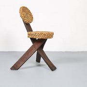 Original set of 4 tripod chairs by Frida Minet and Adrien Audoux, 1950s, France