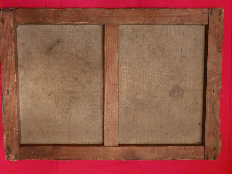 Oil On Ancient Canvas Bouquet De Roses