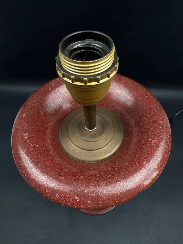 Lamp base in reconstituted stone, red "oxblood", 20th century