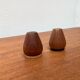 Set of 2 teak salt and pepper shakers from mid-century, 1960s.