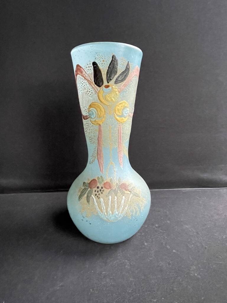 Enamelled blue vase - Enameled Art Nouveau