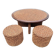 Coffee table and 4 stools in the style of Audoux & Minet.