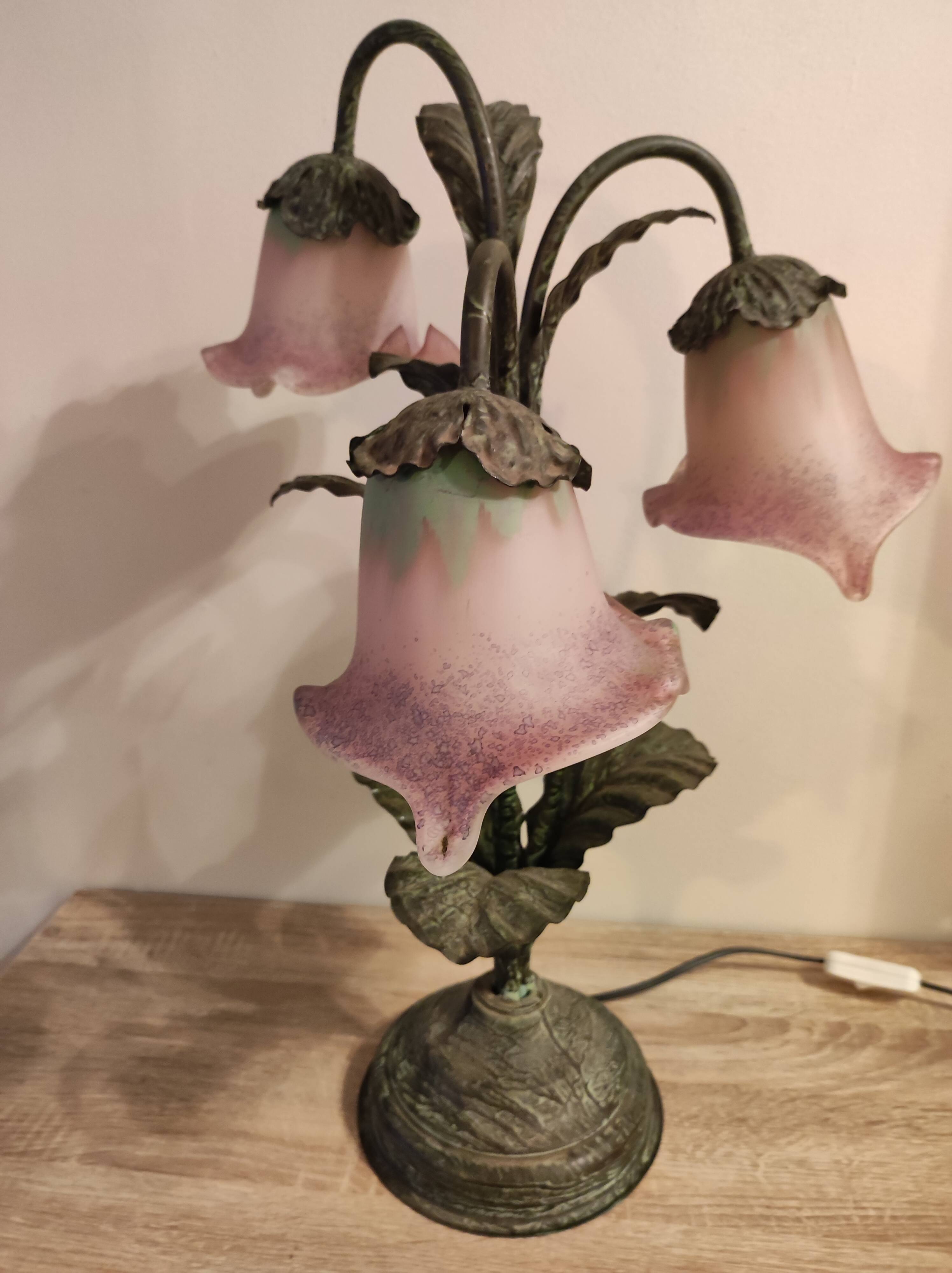 Lamp 3 tulips glass paste