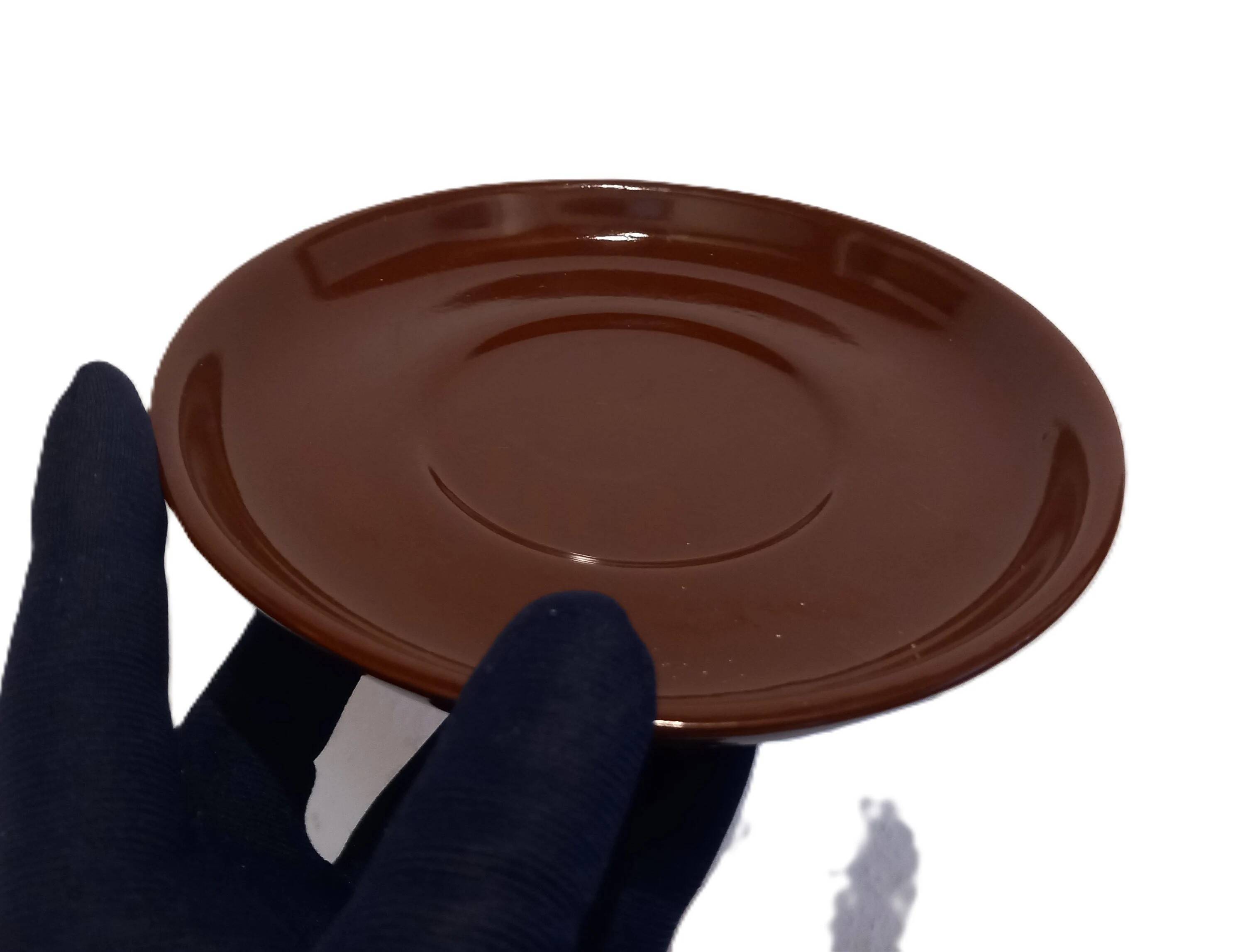 2 brown cups + saucers for tea, hot chocolate, coffee / Tête à tête