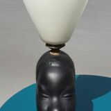 Ceramic lamp bust african woman vintage 1950