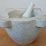 XL mortar in white marble, porcelain pestle