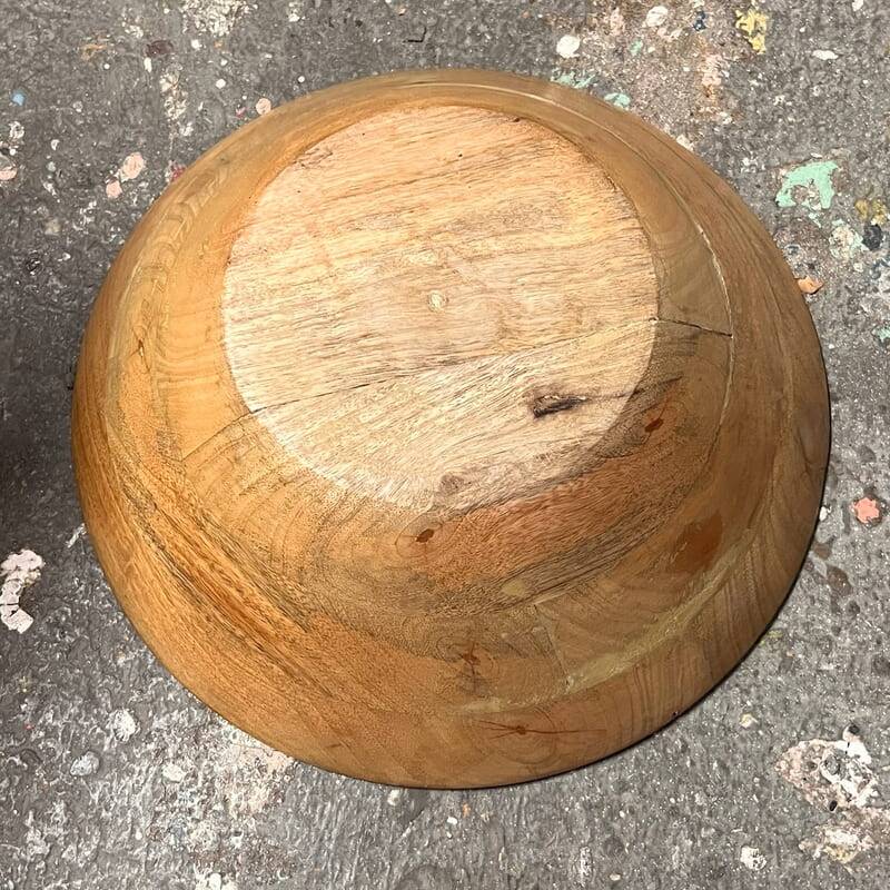 Conical shaped wooden salad bowl