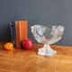 Vintage Frosted Glass Footed Bowl – Relief Decor of Pink Flowers