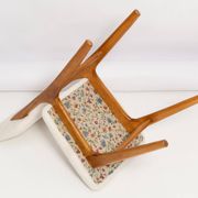 Mid-century "Butterfly" dining chair, light cream boucle, Poland, 1960s