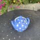 Lavender blue earthenware tea service with white polka dots from Digoin Sarreguemines.