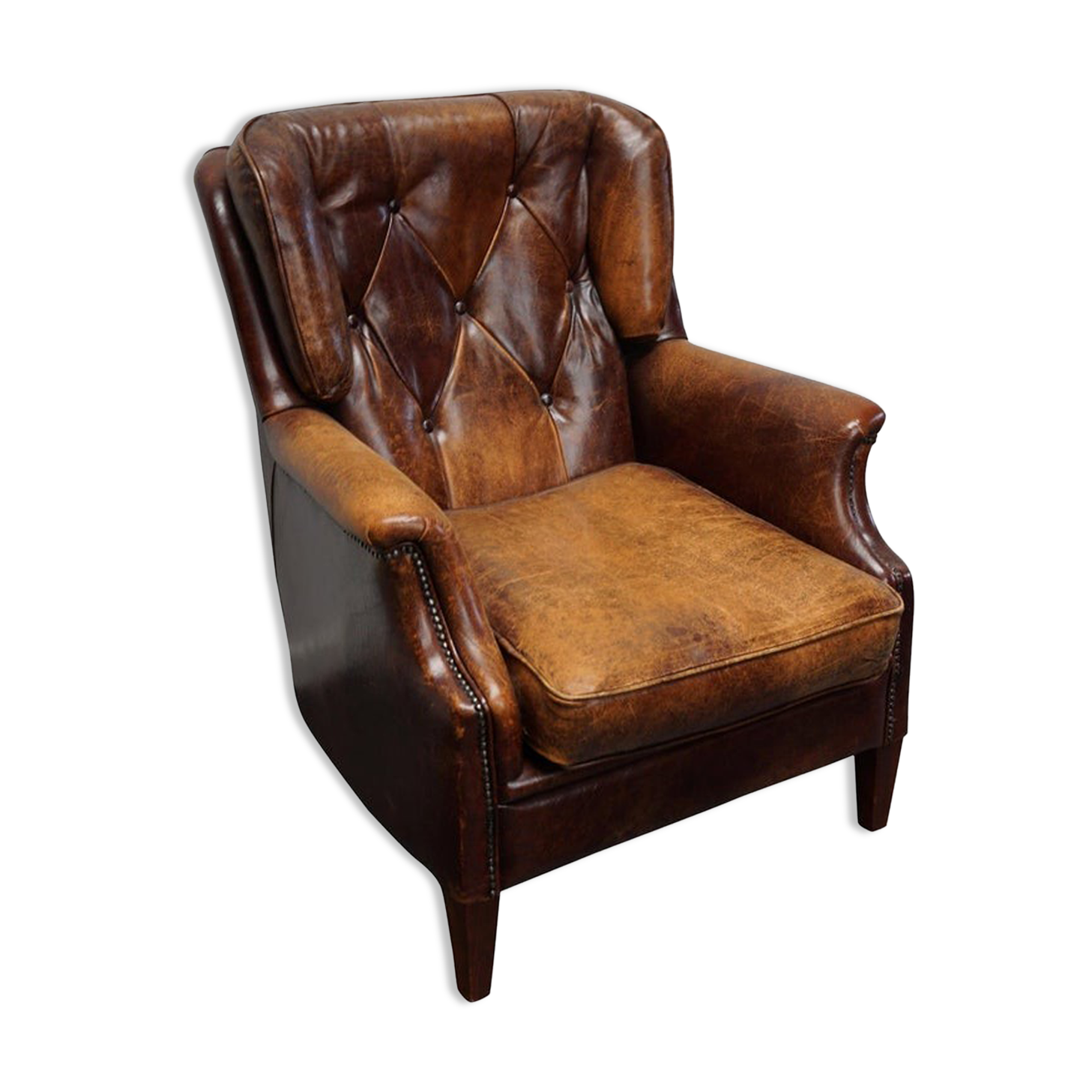 Fauteuil club vintage hollandais en cuir