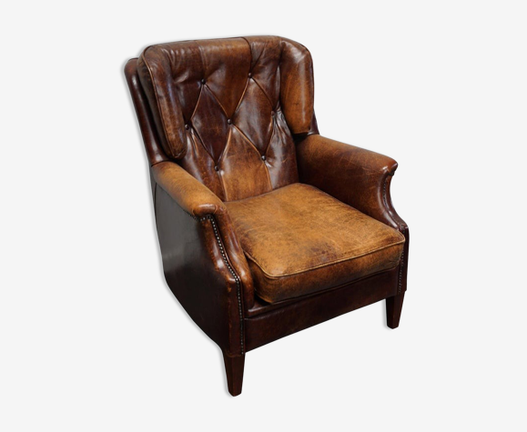 Fauteuil club vintage hollandais en cuir