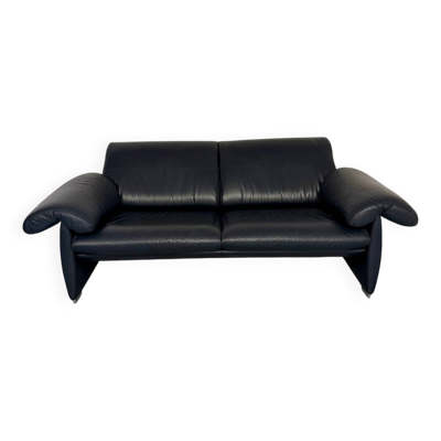 Canapé 3 places en cuir bleu nuit design De Sede DS10 année 90 vintage