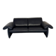 3-seater navy blue leather sofa, design by De Sede DS10, vintage 90s.
