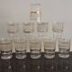Set of 5 water glasses and 5 aperitif glasses with granite decorations and gold edging from the 1950s