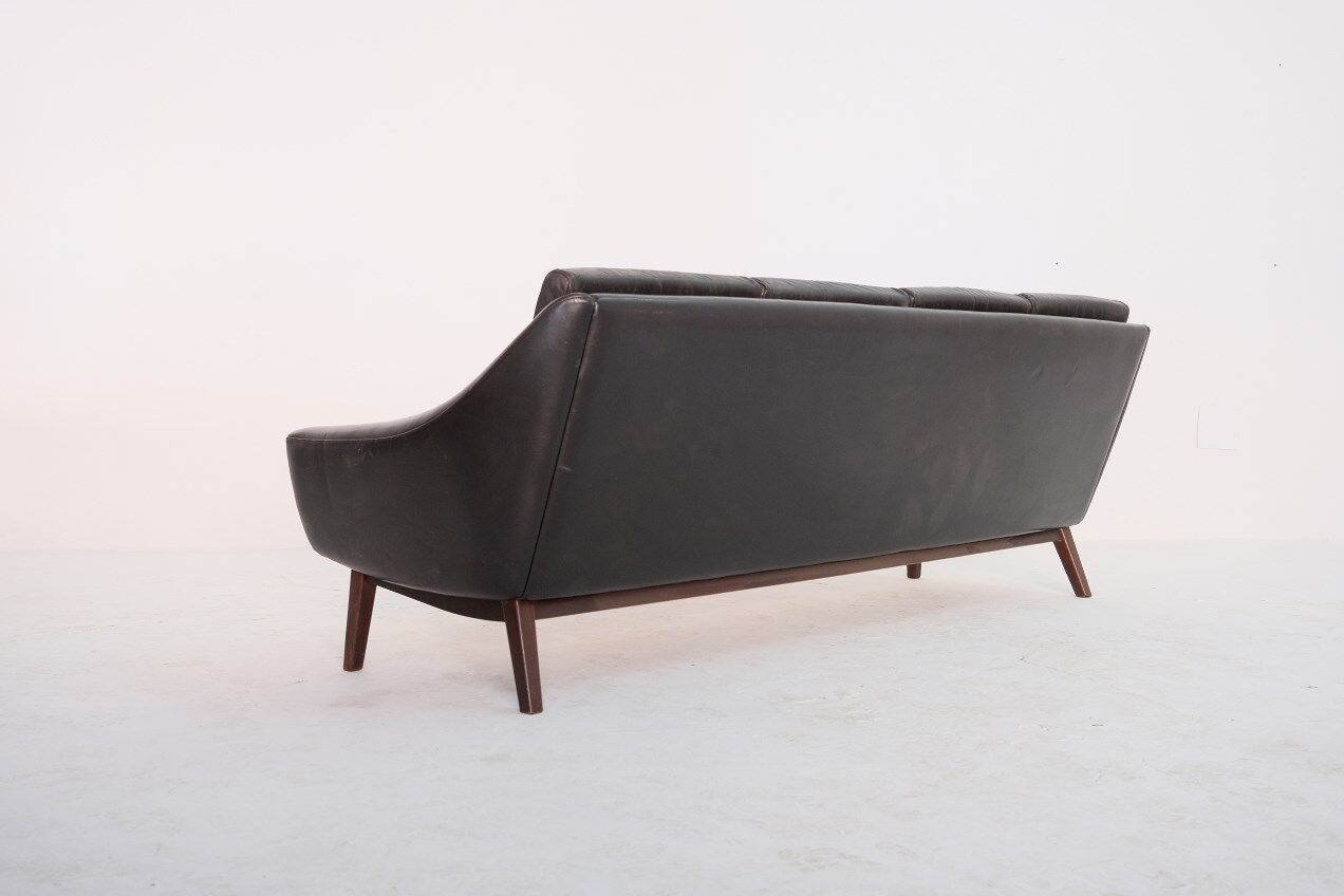 Mid-Century Teak and Leather 4-Seater Sofa by Svane Ekornes, 1960s