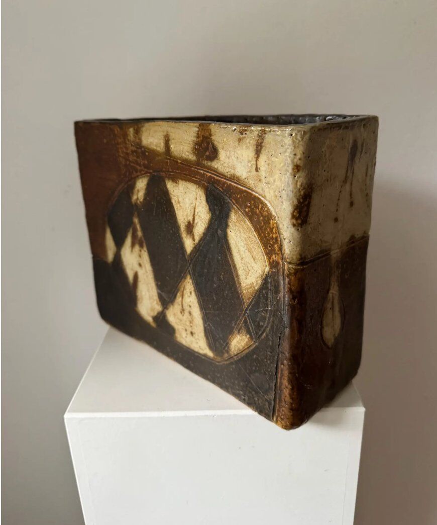 Brutalist Danish vase stoneware from Trille Keramik, 1970s