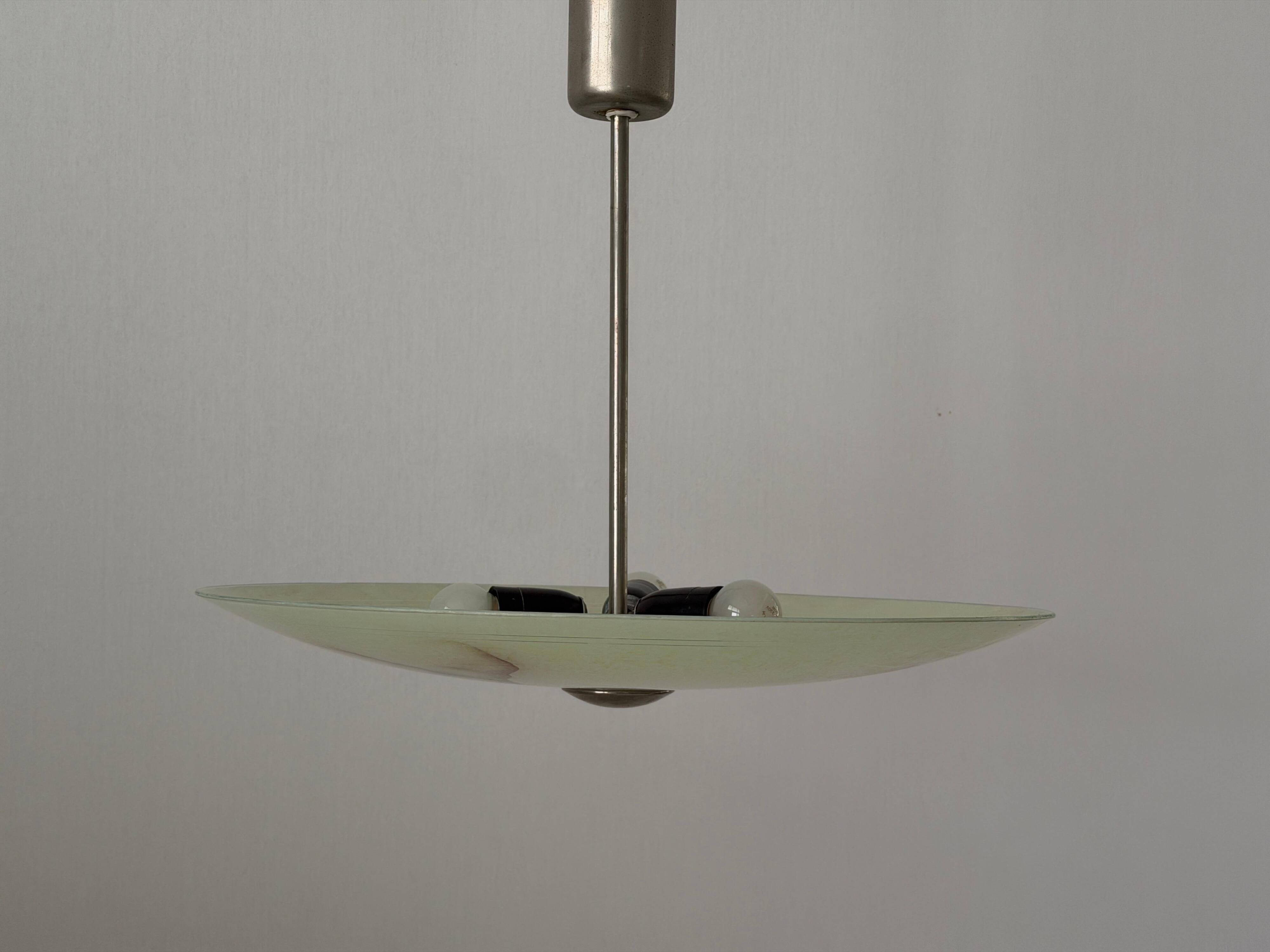 Art Deco ceiling light in green glass, 1940s, Germany