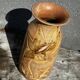 Vintage 1950s ceramic vase with floral decoration - signed Vallauris H 20 cm