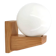 Pine wood wall light with opaque white glass globe, 1980s.