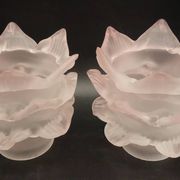 Paire de tulipes en pâte de verre couleur rose pâle