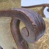 1960s, Danish armchair, furniture cotton/wool fabric, solid oak wood.