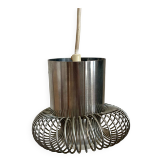 70s stainless steel pendant light by Philippe Rogier