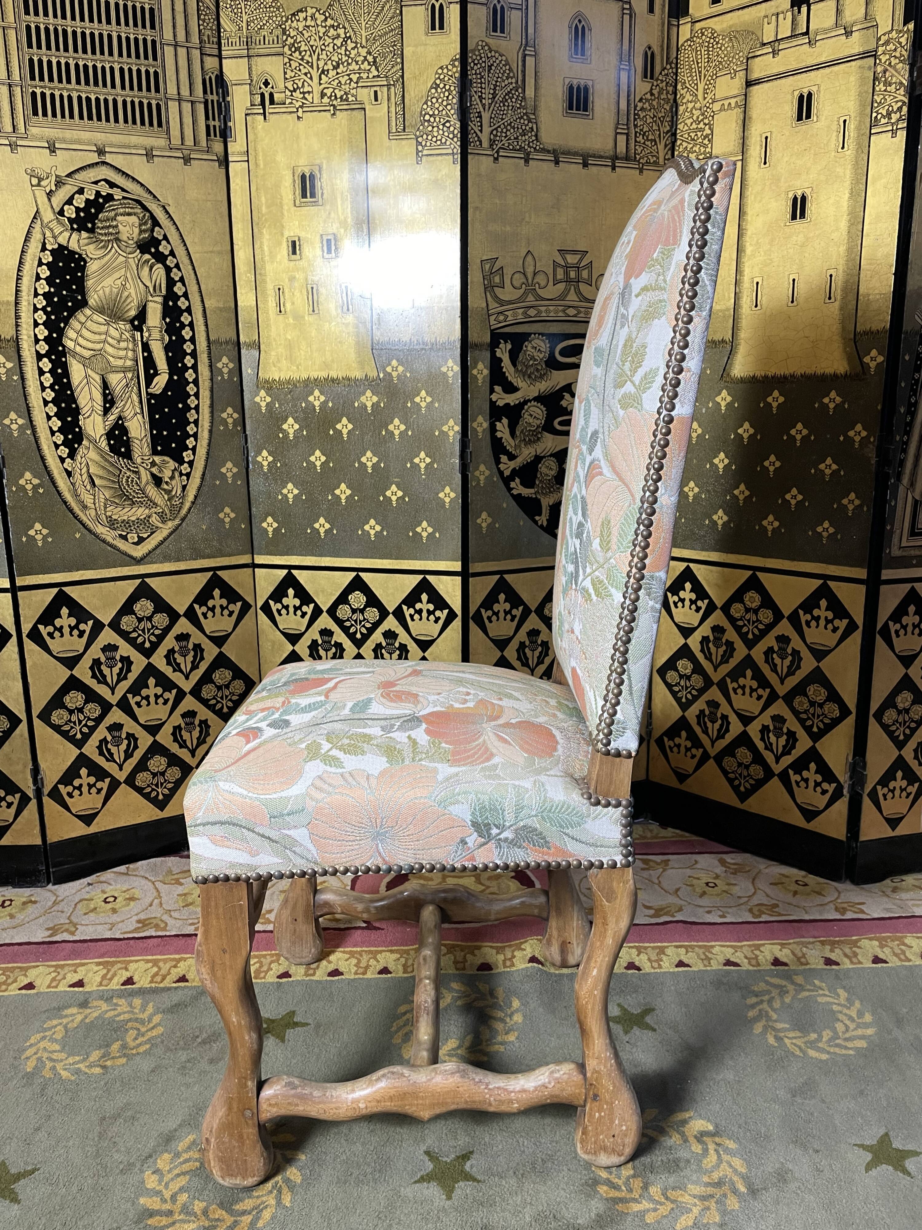 Suite of 6 Louis XIII style chairs, sheep bone