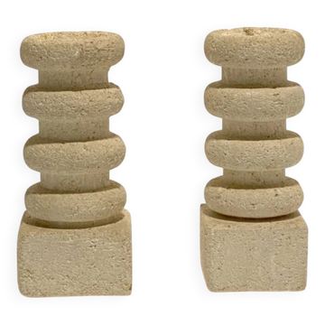 Pair of stone candle holders