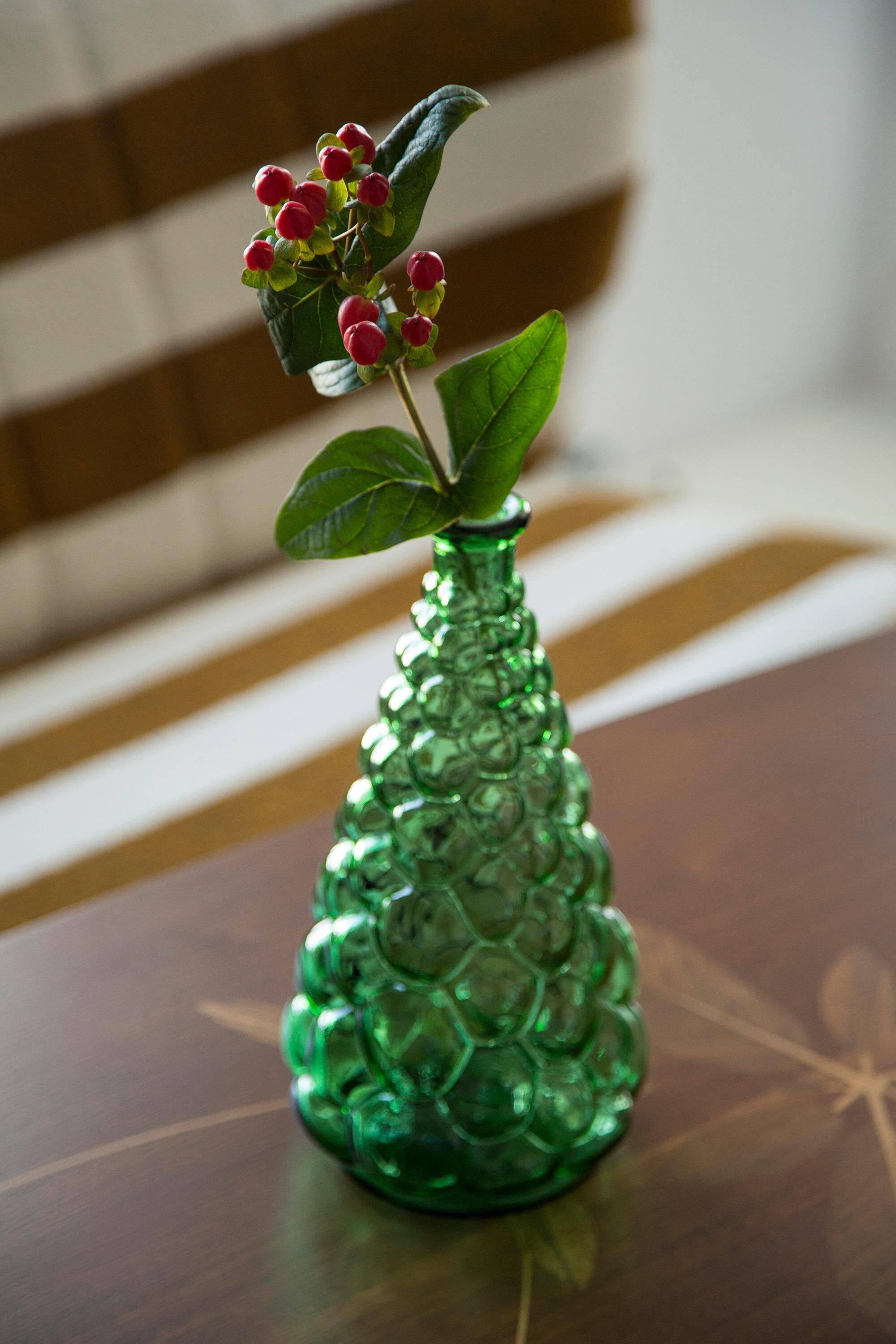 Rare green glass carafe Empoli from the mid-century, Italy, 1960s.