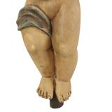 Vintage Solid Wood Angel Cherub Statue Hand Painted 49cm