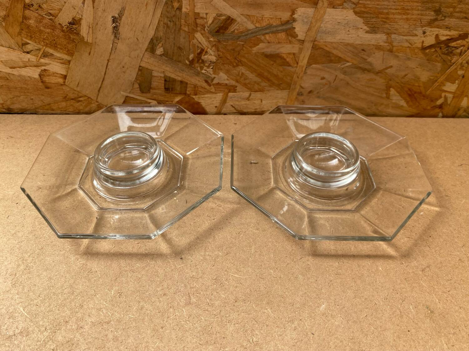 Pair Antique ARCOROC Octime Egg Cup Transparent Molded Glass Vintage #B478