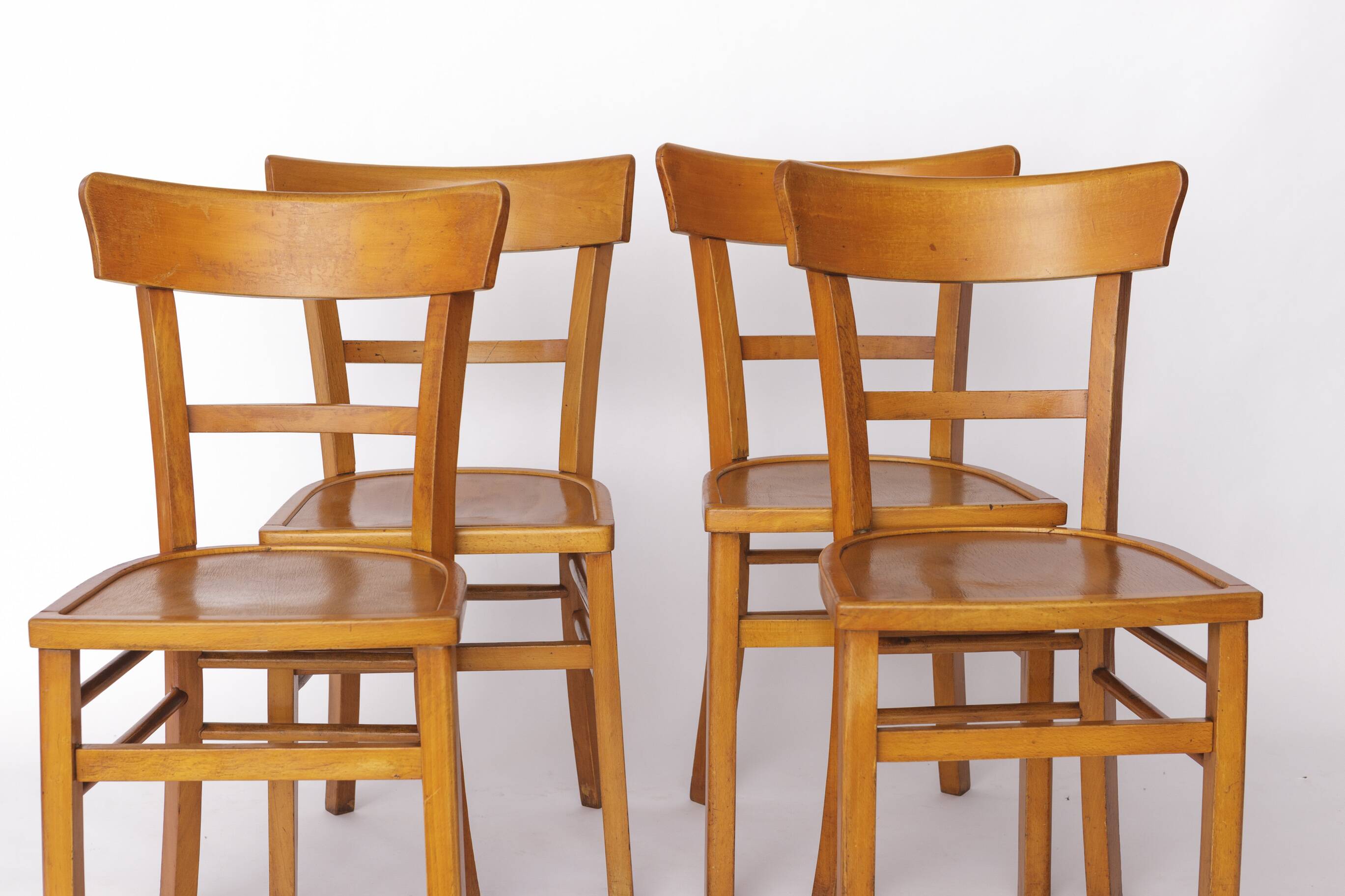 Set of 4 Vintage Frankfurter Chairs, 1960s German Dining Chairs, Beech Wood