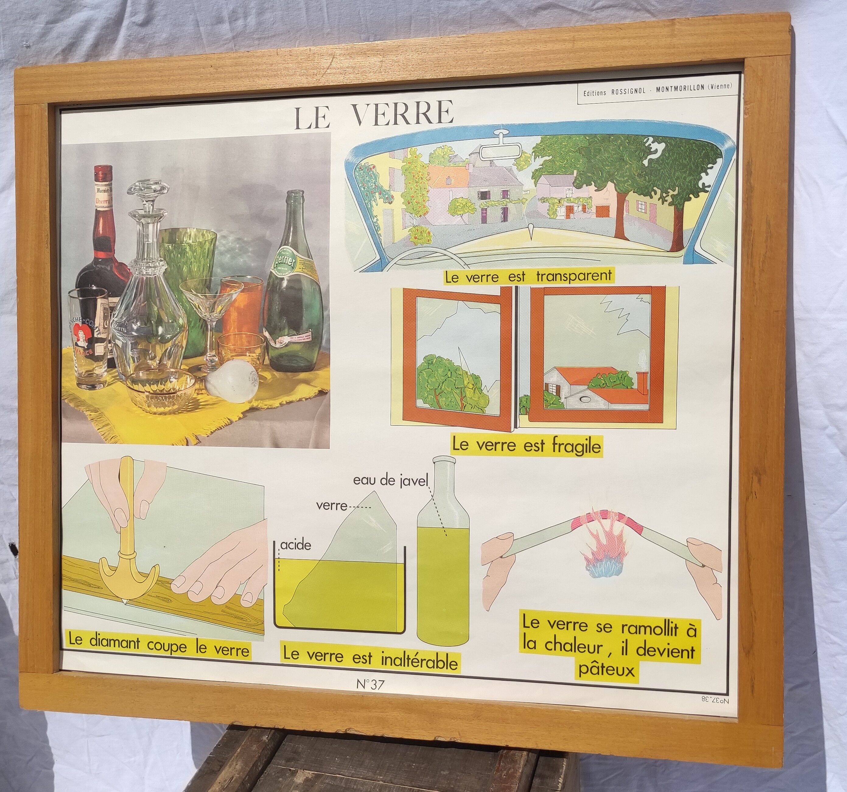 Educational and school poster Rossignol Montmorillon soap and glass